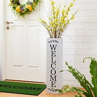 Glitzhome® 30" Double Sided Solid White Boxed Welcome Porch Sign