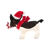 22" Plush Bulldog with Candy Cane Figurine