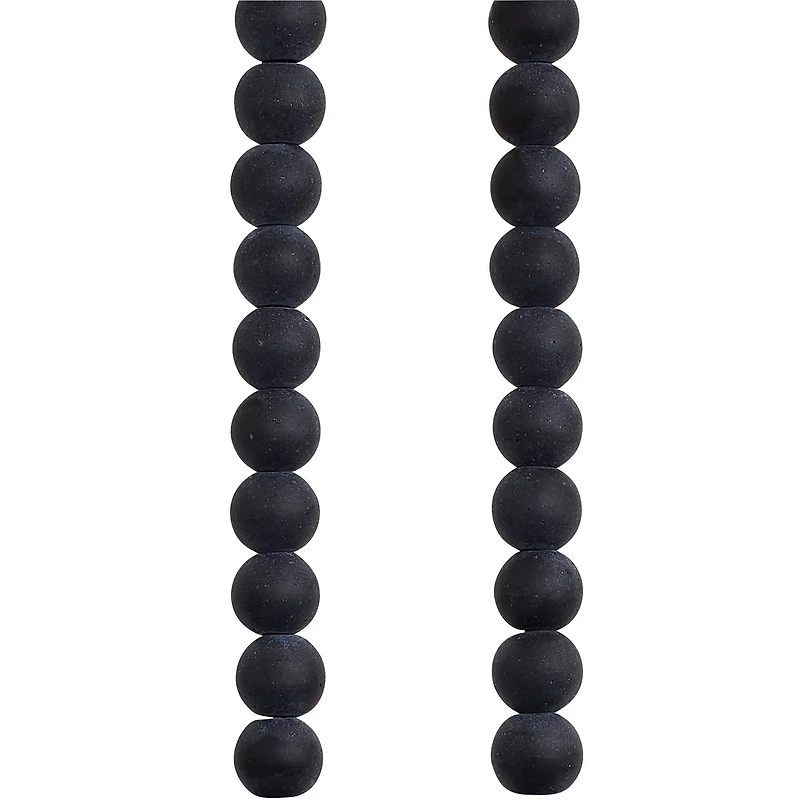 9 Pack: Jet Black Glass Round Beads, 6mm by Bead Landing™