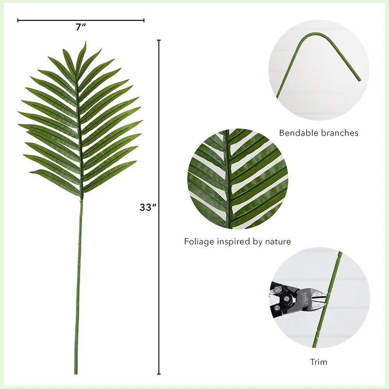 33" Green Palm Frond Stems, 3ct.