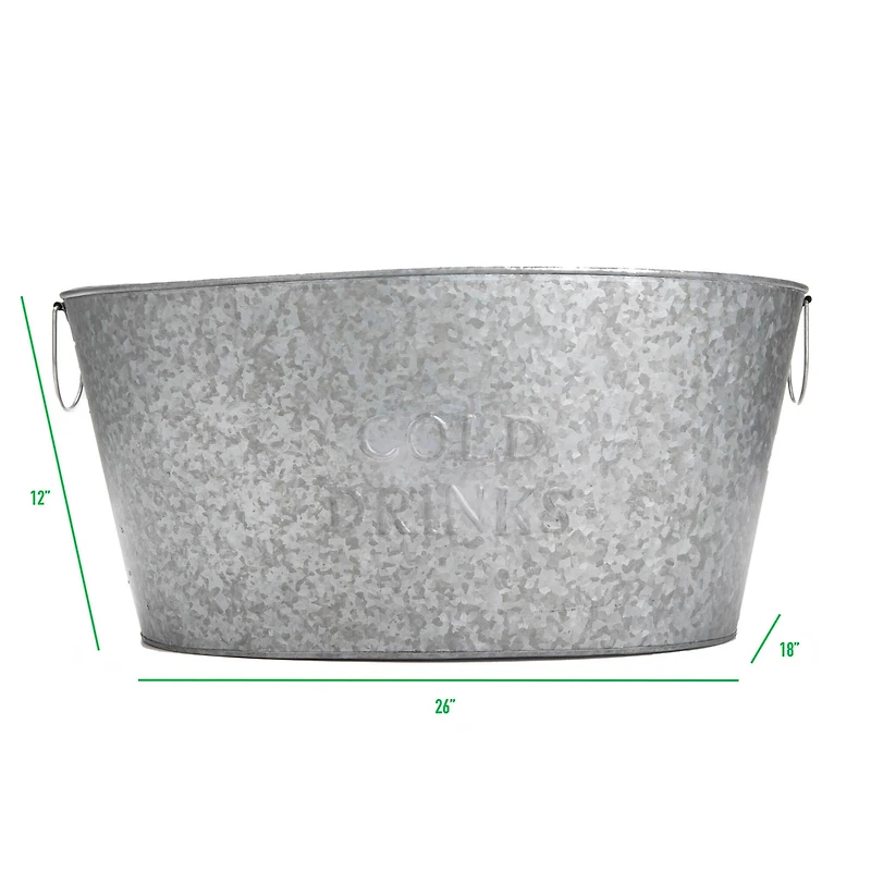 Mind Reader 12'' Large Round Galvanized Steel Beverage Tub with Handles