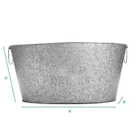 Mind Reader 12'' Large Round Galvanized Steel Beverage Tub with Handles