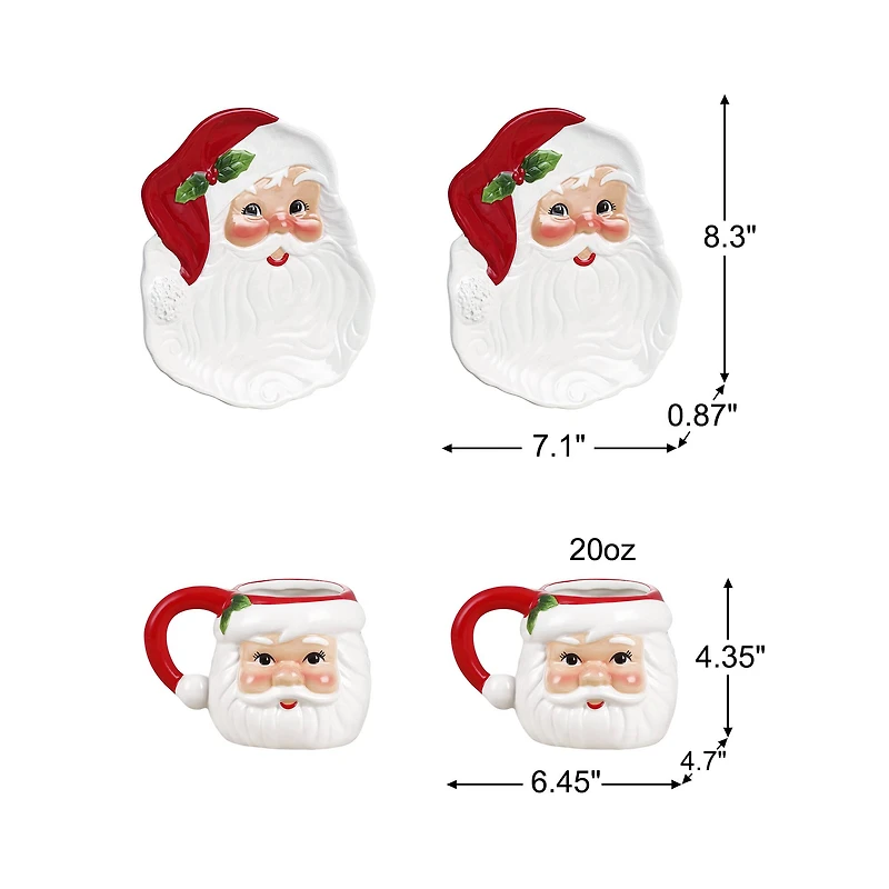 Mr. Christmas Santa Mugs & Plates Set