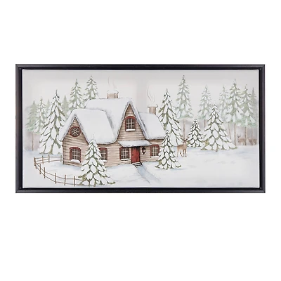 Framed Winter Scene Canvas Wall Art