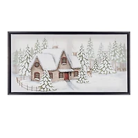 Framed Winter Scene Canvas Wall Art