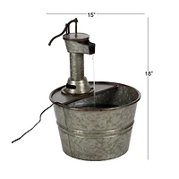 Grey Iron Farmhouse Fountain, 18" x 15" x 17"