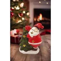 Wizardi 11.81" Santa with Christmas Tree Ceramic Ornament