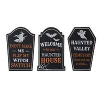 Glitzhome® 7" Tombstone Halloween Table Sign Set
