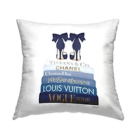 Stupell Industries Navy Blue Fashion Heels Glam Brand Bookstack Throw Pillow, 18" x 18"