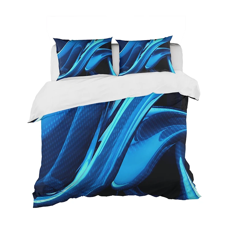 Designart 'Liquid Blue Abstract' Modern & Contemporary Bedding Set
