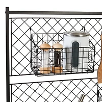 Honey Can Do Black & Walnut Multi-Purpose Kitchen Bakers Rack With Wine Storage