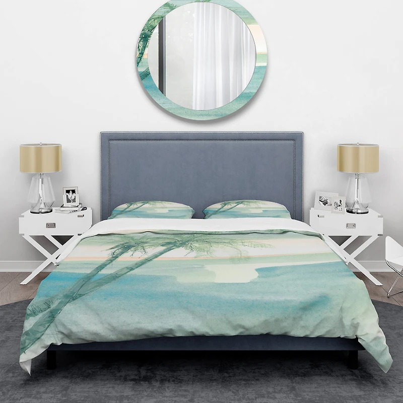 Designart 'Peaceful Dusk I Tropical' Coastal Bedding Set