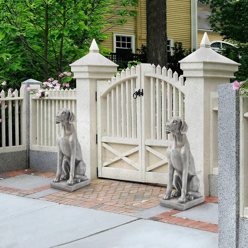 Glitzhome® 28.25" Light Gray Sitting Labrador Retriever Dog Statues, 2ct.