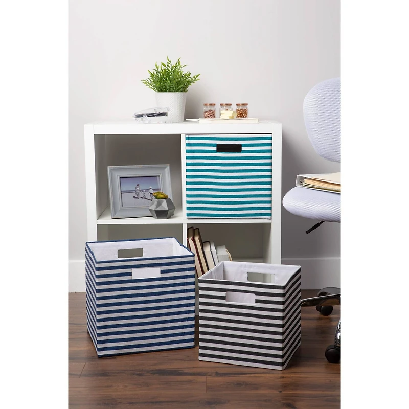 DII® 13" Black Pinstripe Storage Cube
