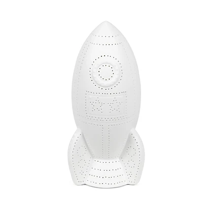 Simple Designs 6" White Porcelain Rocketship Table Lamp