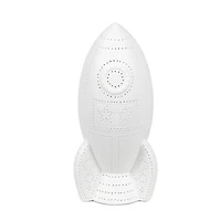 Simple Designs 6" White Porcelain Rocketship Table Lamp