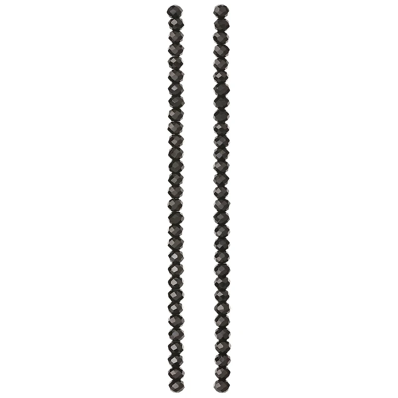 12 Pack: Jet Black Glass Faceted Rondelle Beads, 4mm by Bead Landing™