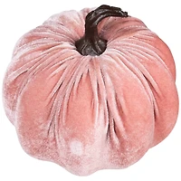 6.25" Pink Velour Pumpkin Fall Harvest Decoration