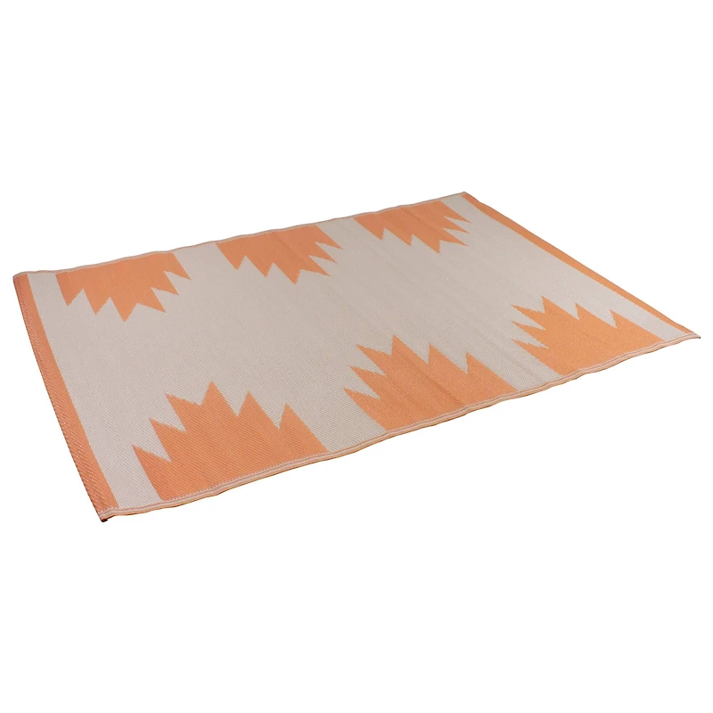 Orange & Beige Aztec Print Outdoor Area Rug, 4ft. x 6ft.