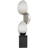 18" Black Crystal Abstract Sculpture with Stacked Semi Circles