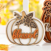 Glitzhome® 8"H Thanksgiving Wooden Pumpkin Table Decor Set