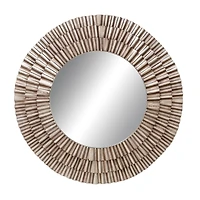 42" Silver Rustic Metal Round Wall Mirror