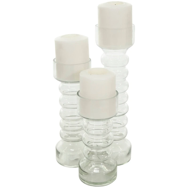 The Novogratz Clear Glass Candle Holder Set