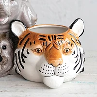 Hello Honey® 6" Round Ceramic Tiger Head Planter