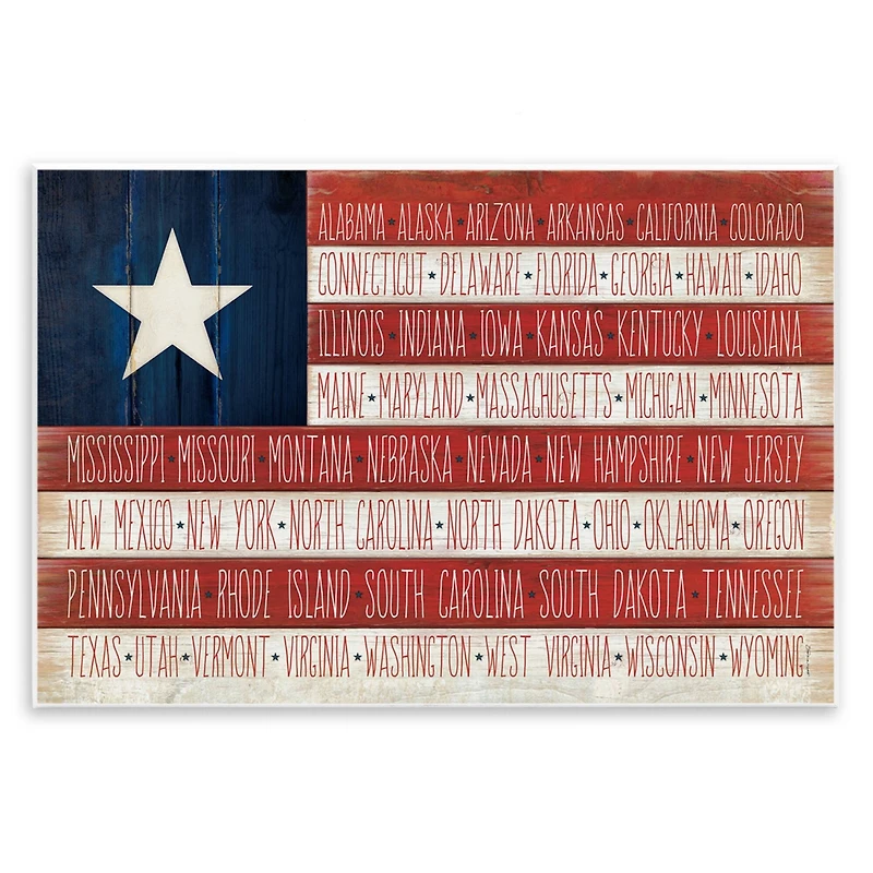Stupell Industries American Flag with States Wall Plaque Art