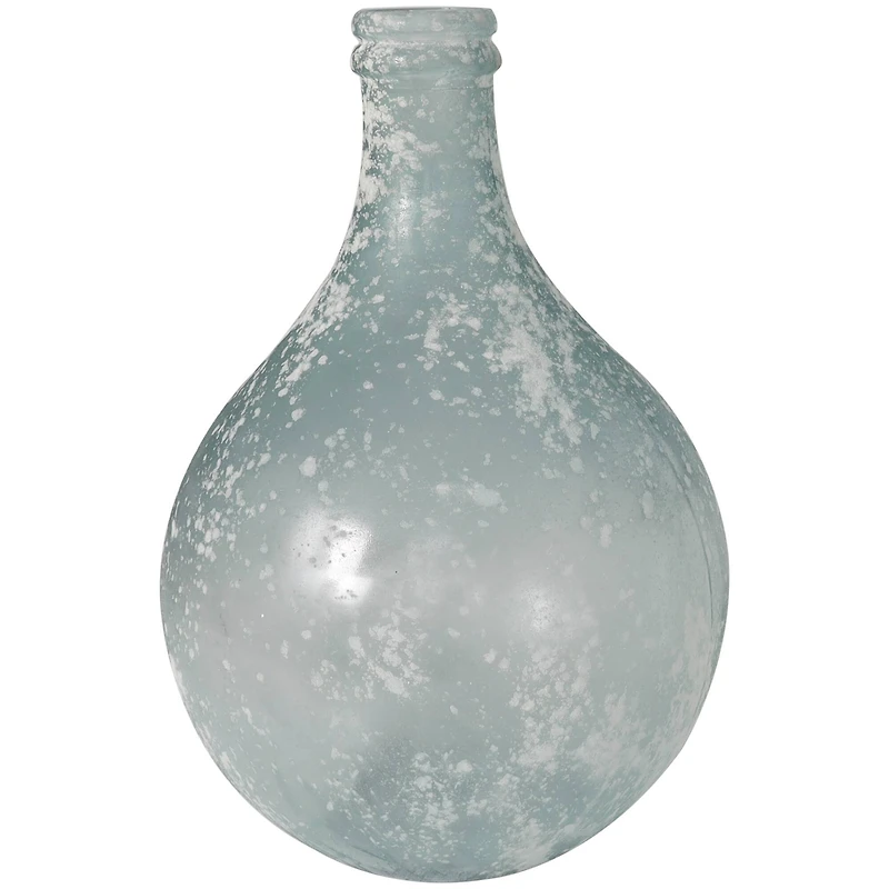 17" Clear Frosted Spanish Glass Bottle Vase