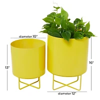 Yellow Modern Planter, Set of 2" 16", 13"
