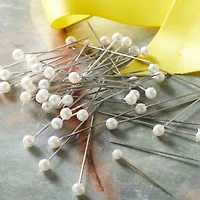 12 Packs: 48 ct. (576 total) Round Pearl & Rhodium Corsage Pins by Bead Landing™