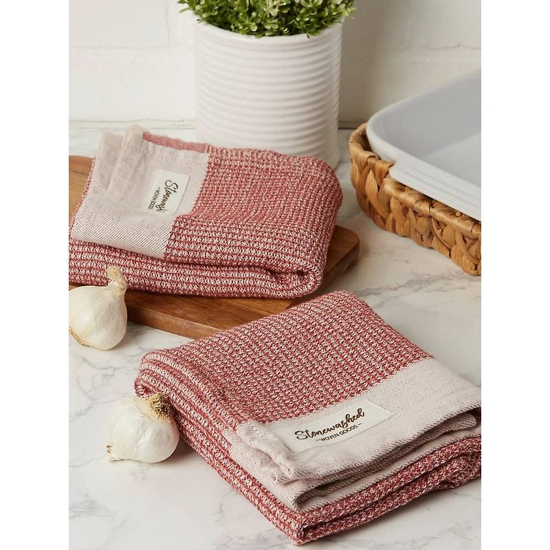 DII® Marsala Washed Waffle Woven Dishtowel, 2ct.
