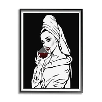 Stupell Industries Vampire Wine Glass Glam Woman Framed Giclee Art