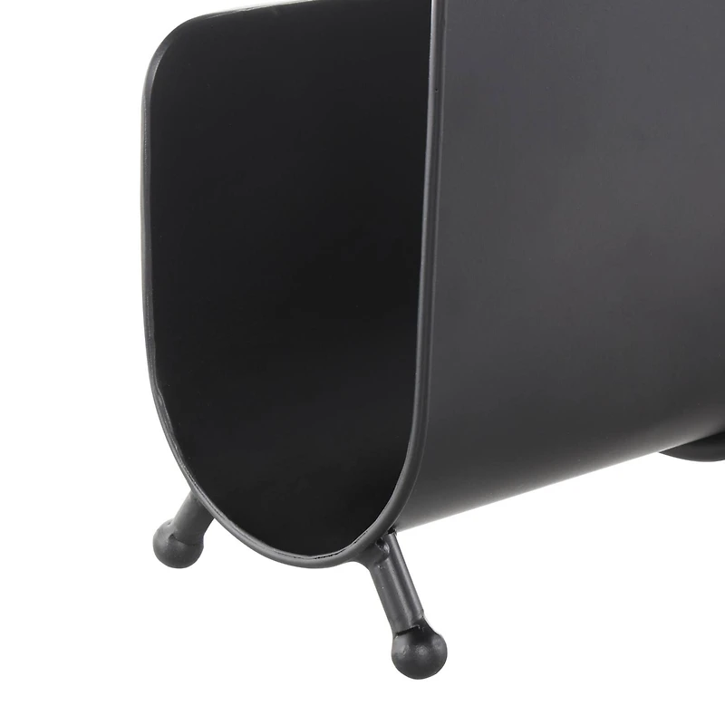 15" Black Metal Modern Decorative Magazine Holder with Loop Shaped Handle