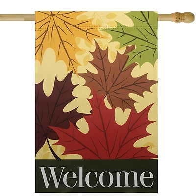28" x 40" Red & Yellow Fall Leaves Welcome Outdoor House Flag