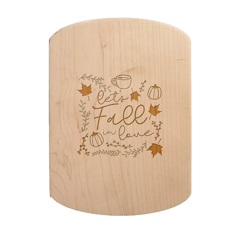 Let's Fall in Love 11" x 8" Maple Oval Cutting Board