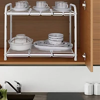 NEX™ White 2 Tier Expandable Cabinet Shelf Organizer Rack