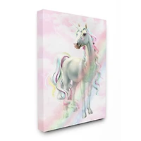 Stupell Industries Unicorn Rainbow Clouds Pink Children's Dream Fantasy Canvas Wall Art