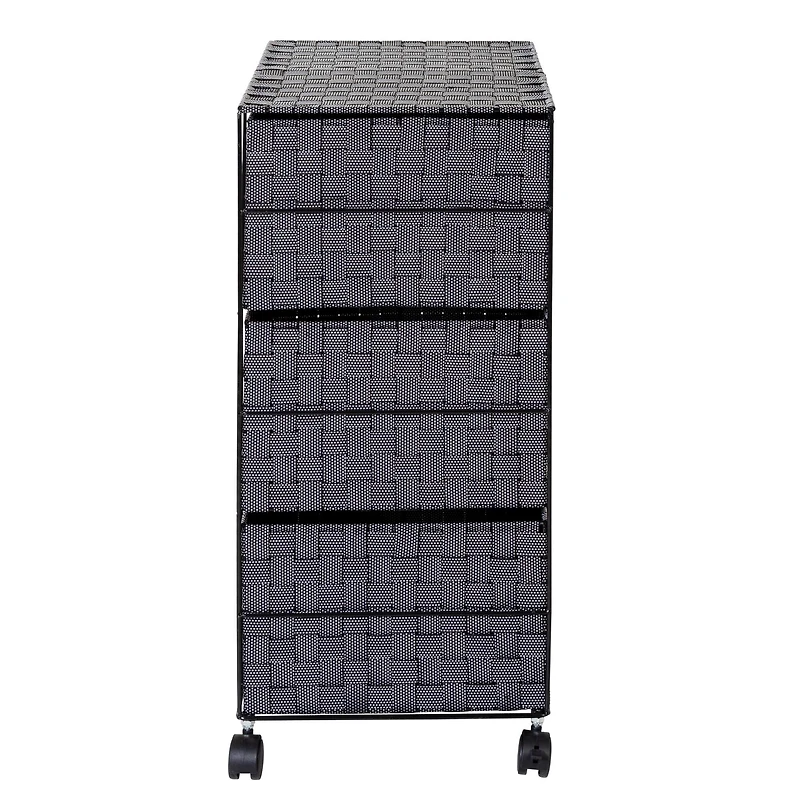 Honey Can Do 26" Black Three-Drawer Woven Home Office Organizer with Wheels