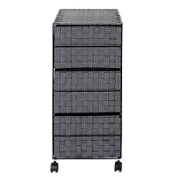 Honey Can Do 26" Black Three-Drawer Woven Home Office Organizer with Wheels