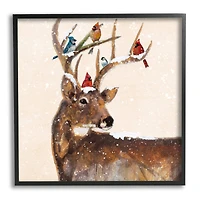 Stupell Industries Cardinals Perched Snowy Antlers Framed Giclee Art