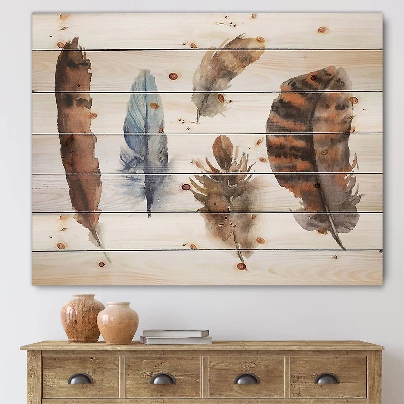 Designart - Ethnic Boho Feathers In Earth Tones