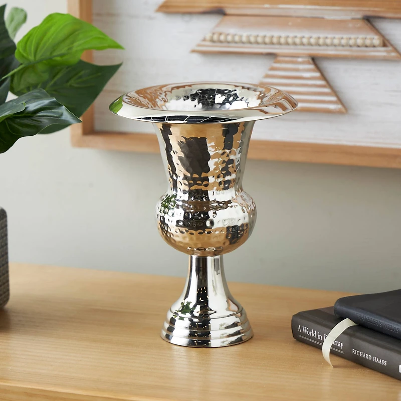 Silver Aluminum Goblet Inspired Hammered Vase