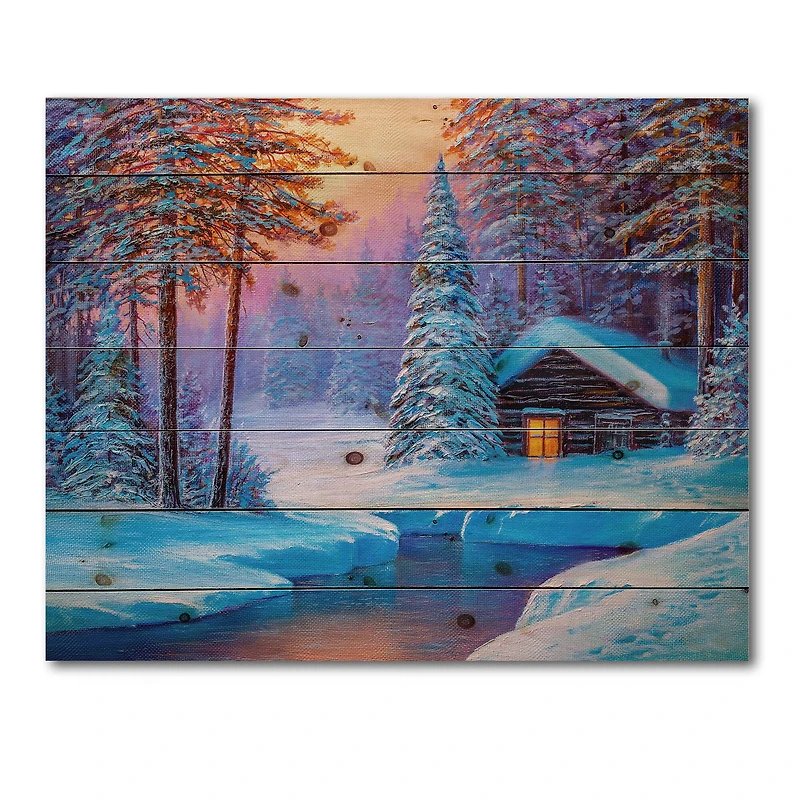 Designart - Old Cabin In Winter Forest I