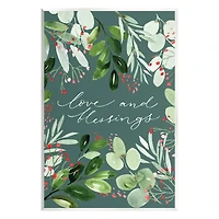 Stupell Industries Love & Blessings Green Floral Leaves Wall Plaque Art