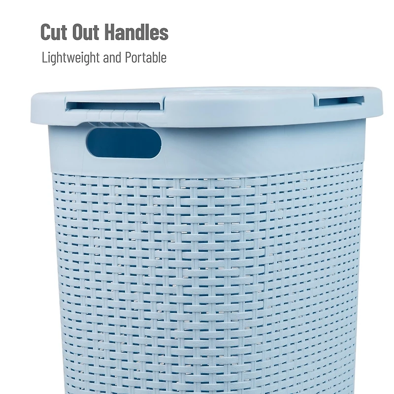 Mind Reader 60L Hamper Laundry Basket with Cutout Handles