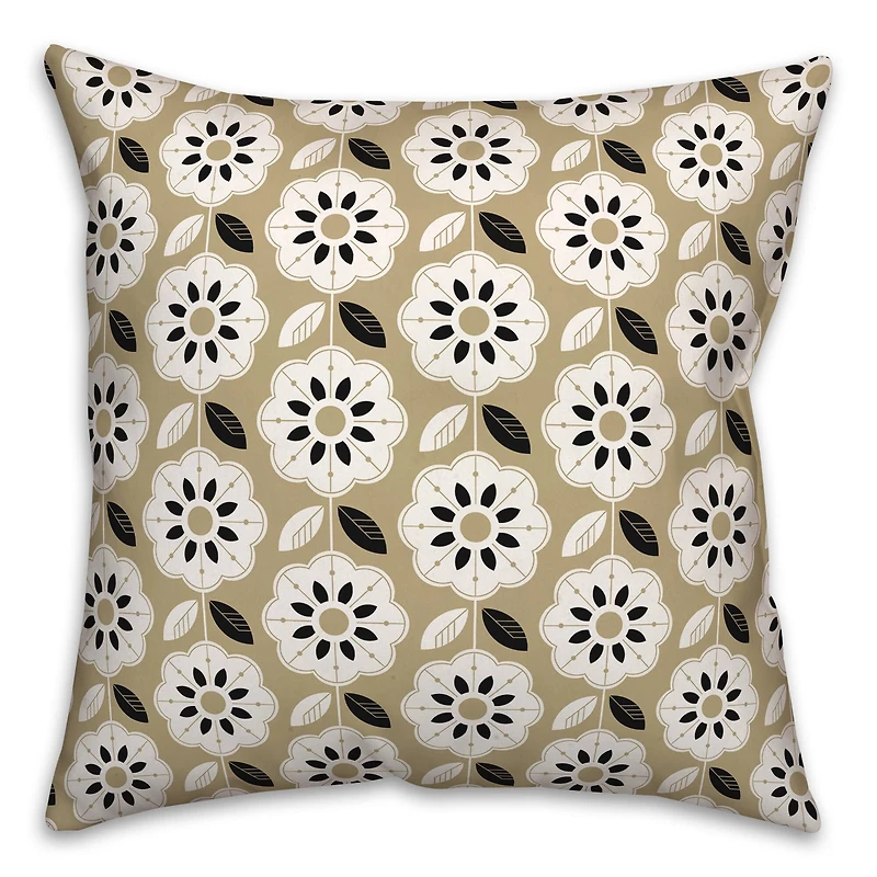 Mod Gold Flower Throw Pillow 18" x 18"