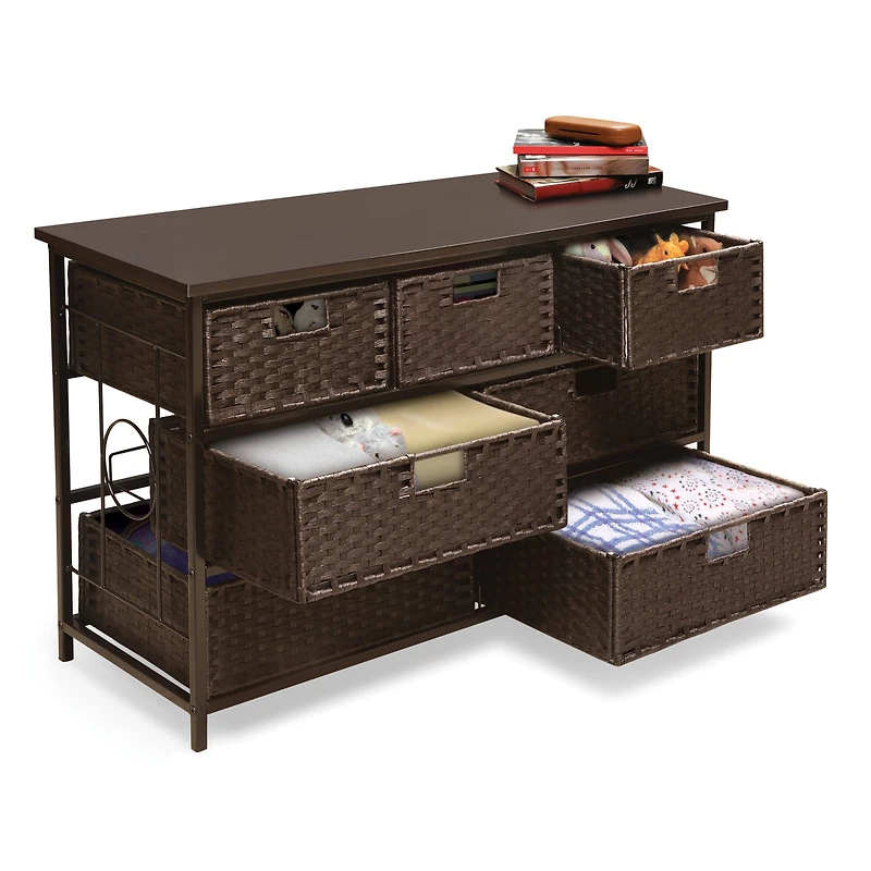 Badger Basket August Collection Wide Espresso Seven Basket Storage Unit