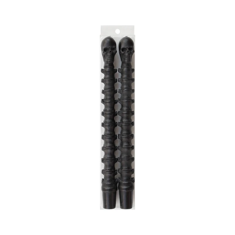 10" Black Spine & Skull Taper Candles, 2ct. by Ashland®